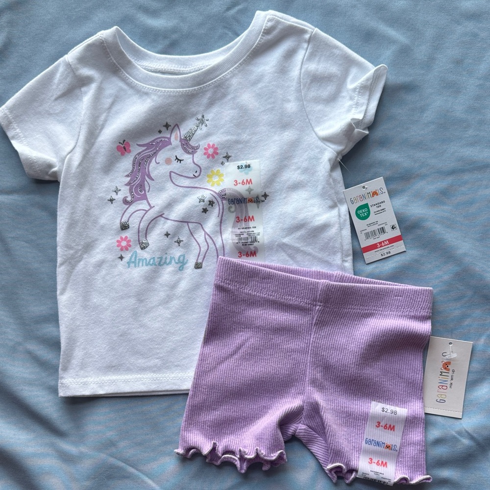 Garanimals  Unicorn Tee and Lavender Shorts